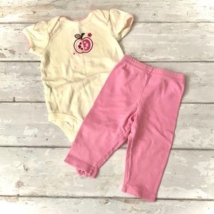 Baby Girl 6-9m Outfit Pink Leggings & Bodysuit Pants 100% Organic Cotton 6m 9m